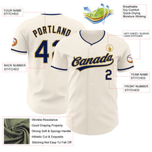 Load image into Gallery viewer, Custom Cream Navy-Old Gold Authentic Baseball Jersey
