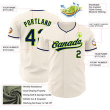 Загрузить изображение в средство просмотра галереи, Custom Cream Navy-Neon Green Authentic Baseball Jersey
