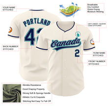 Load image into Gallery viewer, Custom Cream Navy Gray-Teal Authentic Baseball Jersey
