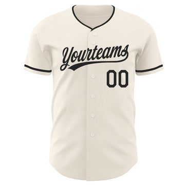 Custom Cream-Black Authentic Baseball Jersey