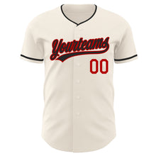 Load image into Gallery viewer, Custom Cream Black-Red Authentic Baseball Jersey

