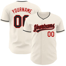 Load image into Gallery viewer, Custom Cream Black-Red Authentic Baseball Jersey
