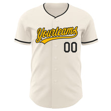 Load image into Gallery viewer, Custom Cream Gold-Black Authentic Baseball Jersey
