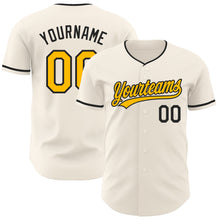 Load image into Gallery viewer, Custom Cream Gold-Black Authentic Baseball Jersey
