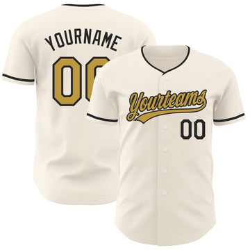 Custom Cream Old Gold-Black Authentic Baseball Jersey