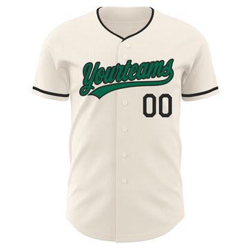 Custom Cream Kelly Green-Black Authentic Baseball Jersey