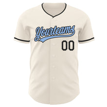 Загрузить изображение в средство просмотра галереи, Custom Cream Light Blue-Black Authentic Baseball Jersey
