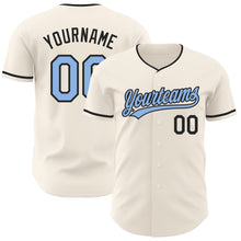 Загрузить изображение в средство просмотра галереи, Custom Cream Light Blue-Black Authentic Baseball Jersey
