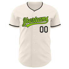 Charger l'image dans la galerie, Custom Cream Neon Green-Black Authentic Baseball Jersey
