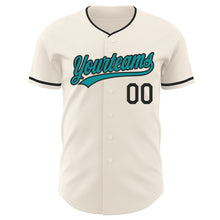 Load image into Gallery viewer, Custom Cream Teal-Black Authentic Baseball Jersey
