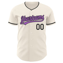 Загрузить изображение в средство просмотра галереи, Custom Cream Medium Purple-Black Authentic Baseball Jersey
