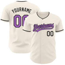 Загрузить изображение в средство просмотра галереи, Custom Cream Medium Purple-Black Authentic Baseball Jersey
