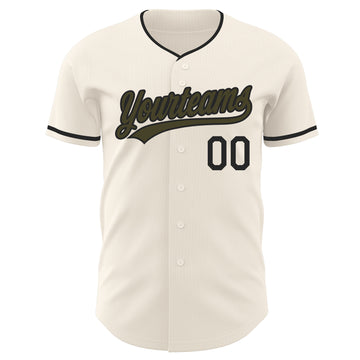 Custom Cream Olive-Black Authentic Baseball Jersey