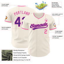 Load image into Gallery viewer, Custom Cream Purple-Pink Authentic Baseball Jersey
