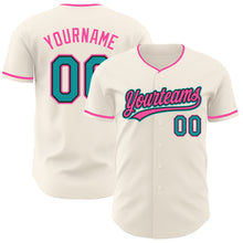 Charger l'image dans la galerie, Custom Cream Teal Black-Pink Authentic Baseball Jersey
