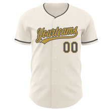Загрузить изображение в средство просмотра галереи, Custom Cream Steel Gray-Old Gold Authentic Baseball Jersey
