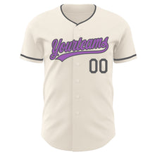 Загрузить изображение в средство просмотра галереи, Custom Cream Medium Purple-Steel Gray Authentic Baseball Jersey
