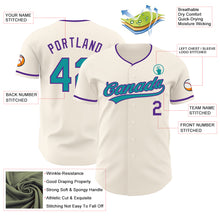Загрузить изображение в средство просмотра галереи, Custom Cream Teal-Purple Authentic Baseball Jersey
