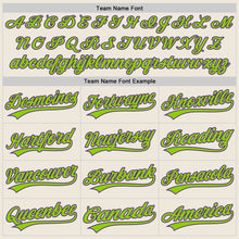 Загрузить изображение в средство просмотра галереи, Custom Cream Neon Green-Purple Authentic Baseball Jersey
