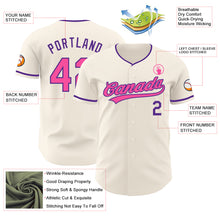 Загрузить изображение в средство просмотра галереи, Custom Cream Pink-Purple Authentic Baseball Jersey
