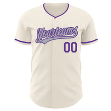 Загрузить изображение в средство просмотра галереи, Custom Cream Gray-Purple Authentic Baseball Jersey
