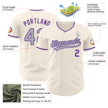 Загрузить изображение в средство просмотра галереи, Custom Cream Gray-Purple Authentic Baseball Jersey
