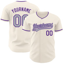 Загрузить изображение в средство просмотра галереи, Custom Cream Gray-Purple Authentic Baseball Jersey

