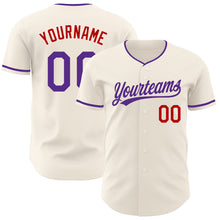 Charger l'image dans la galerie, Custom Cream Purple-Red Authentic Baseball Jersey

