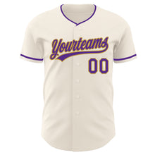 Загрузить изображение в средство просмотра галереи, Custom Cream Purple-Old Gold Authentic Baseball Jersey

