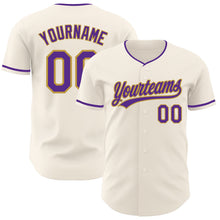 Загрузить изображение в средство просмотра галереи, Custom Cream Purple-Old Gold Authentic Baseball Jersey
