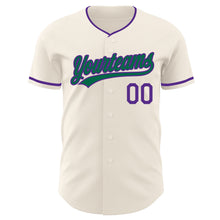 Загрузить изображение в средство просмотра галереи, Custom Cream Kelly Green-Purple Authentic Baseball Jersey
