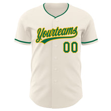 Загрузить изображение в средство просмотра галереи, Custom Cream Kelly Green-Gold Authentic Baseball Jersey
