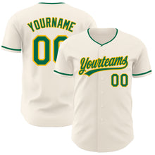 Загрузить изображение в средство просмотра галереи, Custom Cream Kelly Green-Gold Authentic Baseball Jersey
