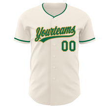 Load image into Gallery viewer, Custom Cream Kelly Green-Old Gold Authentic Baseball Jersey
