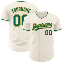 Load image into Gallery viewer, Custom Cream Kelly Green-Old Gold Authentic Baseball Jersey

