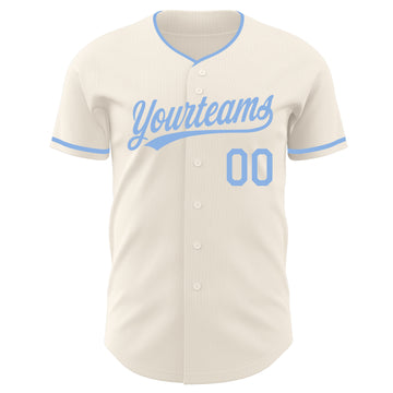 Custom Cream-Light Blue Authentic Baseball Jersey