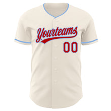 Загрузить изображение в средство просмотра галереи, Custom Cream Red-Light Blue Authentic Baseball Jersey
