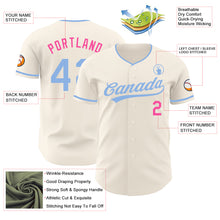 Загрузить изображение в средство просмотра галереи, Custom Cream Light Blue-Pink Authentic Baseball Jersey
