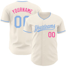 Загрузить изображение в средство просмотра галереи, Custom Cream Light Blue-Pink Authentic Baseball Jersey
