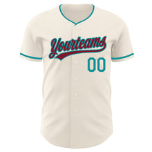 Загрузить изображение в средство просмотра галереи, Custom Cream Crimson-Teal Authentic Baseball Jersey
