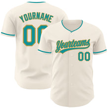 Charger l'image dans la galerie, Custom Cream Teal-Old Gold Authentic Baseball Jersey
