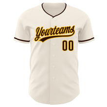 Charger l'image dans la galerie, Custom Cream Brown-Gold Authentic Baseball Jersey

