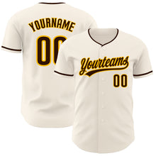 Charger l'image dans la galerie, Custom Cream Brown-Gold Authentic Baseball Jersey
