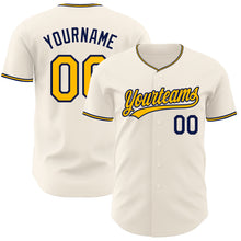 Загрузить изображение в средство просмотра галереи, Custom Cream Gold-Navy Authentic Baseball Jersey
