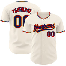 Загрузить изображение в средство просмотра галереи, Custom Cream Navy Red-Old Gold Authentic Baseball Jersey
