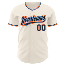 Load image into Gallery viewer, Custom Cream Black Powder Blue-Orange Authentic Baseball Jersey
