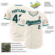 Загрузить изображение в средство просмотра галереи, Custom Cream Black-Teal Authentic Baseball Jersey
