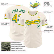 Загрузить изображение в средство просмотра галереи, Custom Cream Yellow-Kelly Green Authentic Baseball Jersey
