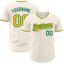Загрузить изображение в средство просмотра галереи, Custom Cream Yellow-Kelly Green Authentic Baseball Jersey

