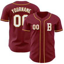 Laden Sie das Bild in den Galerie-Viewer, Custom Crimson White-Old Gold Authentic Baseball Jersey
